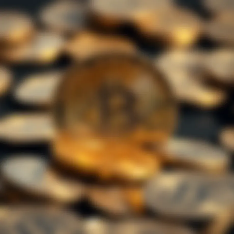 Conceptual representation of cryptocurrency coins